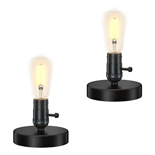 Licperron Vintage Table Lamp Base, E26 E27 Industrial Desk Lamp With Plug In Cord On/Off Switch Bedside Lamp Holder For Home Lighting Decor, 2 Pack #TOP13