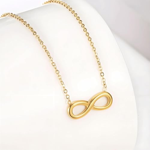 TRIXES Collier Infini Ton Or - Design de Bijoux Iconique - Avec Boîte de Présentation - Accessoires pour Femmes - Cadeaux et Petits Plaisirs - Design Intemporel sur Chaîne de 45 cm – vue 5