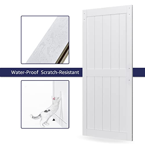 Image of 36 x84in MDF Sliding Barn Door with 6.6ft Barn Door Hardware Kit & Handle