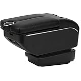 AULPHIKE Compatible with Audi TT Armrest Car Center Console Organizer Armrests Double Door Storage with USB Ports（Carbon Fiber Style）