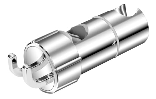 RIXOW Supporto Soffione Doccia con 2 Ganci, Supporto Doccia Regolabile a 360° per Aste Doccia da 16-27 mm, Supporto Doccetta in ABS, Doppio Antiscivolo, Facile da Installare