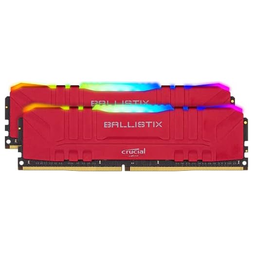 Crucial Ballistix BL2K8G36C16U4RL RGB, 3600 MHz, DDR4, DRAM, Mémoire Kit pour PC de Gamer, 16Go (8Go x2), CL16, Rouge