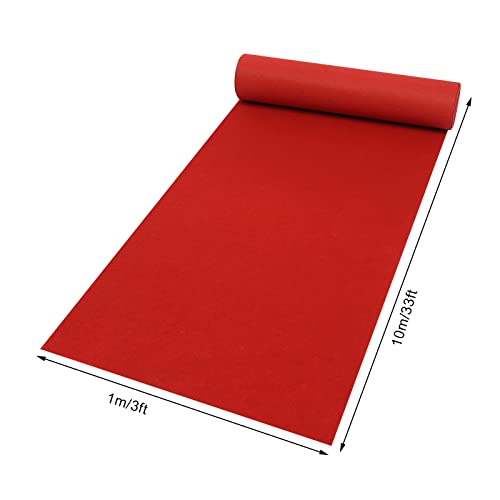 Red Carpet Runner for Party, 360GSM Red Aisle Runner, 3x33Ft Non-Slip Runway Rug?Red Runway Rug for Wedding Ceremony Movie Theme Party Proposal Decorations