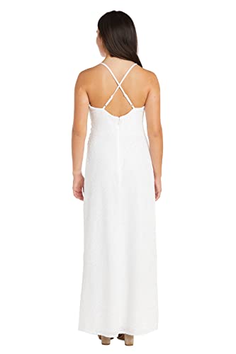 Image of Nightway Juniors' Long Sequin Cowl Neck Gown W /Cross-Back Spaghetti Straps & Side Slit - Prom Cocktail Party