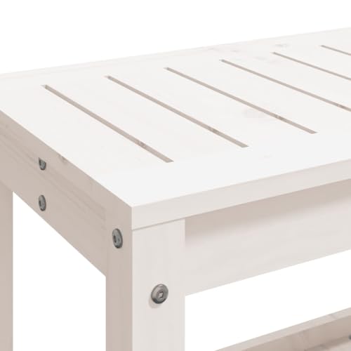 Banco de jardín blanco de madera 108 cm con almacenaje para porche 8