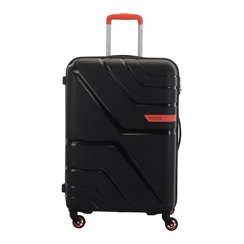 Image of American Tourister Upland Sport 68 CM Medium Checkin Polypropylene (PP) Hard 4 Wheels Spinner Luggage /Suitcase /Trolley Bag for Travel (Black)
