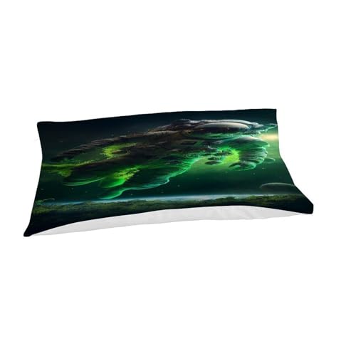 Housse de couette 135x200 verte astronaute parure de lit microfibre 2 pcs