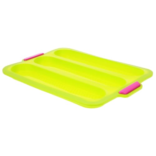 COLLBATH Silicone Baking for Baguettes Non Stick Bread Tray with Slots for Home Kitchen Easy to Heat Baking Green