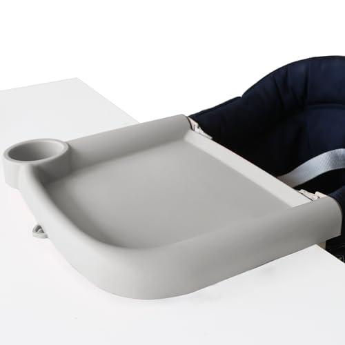 Image of Baby Dining Tray Compatible with Inglesina Fast Table Chair Silicone Baby Dining Tray for Clip-On Fast Table Chair Dishwasher Safe BPA Free Silicone Removable Dining Tray Accessory -Light Gray