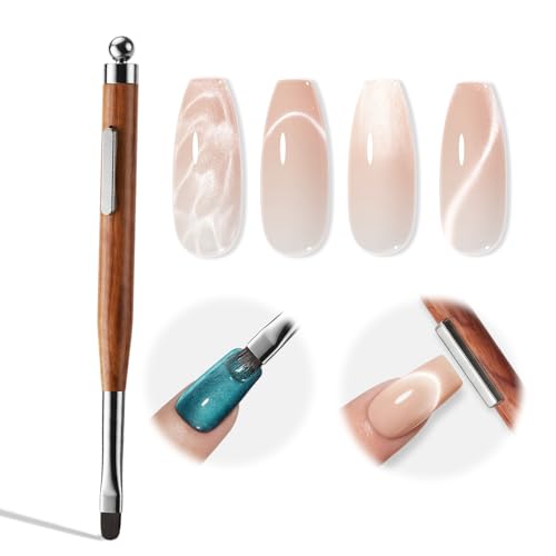 Image of modelones 3-in-1 French Tip Nail Brush with Cat Eye Magnet- Strong Magnetic Force for Cat Eye Gel Polish Effects, French Tip Design, Nail Art Cuticle Clean Up & Salon-Quality DIY Manicure Tool