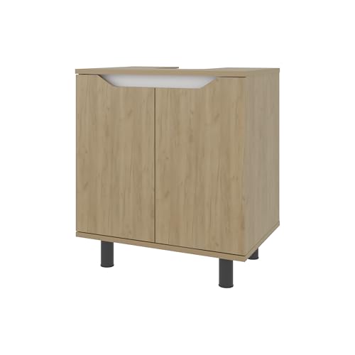 Geelife Organizador para Bajo Fregadero 24.8" de Alto, 2 Puertas, 2 Estantes, 4 Patas, Roble - Baño, Madera Ingenieril, Natural miniatura 5