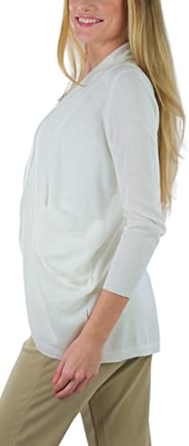 Image of ToBeInStyle Womens Open Front Long Sleeve Lightweight Asymmetrical Draped Cardigan with Side Pockets