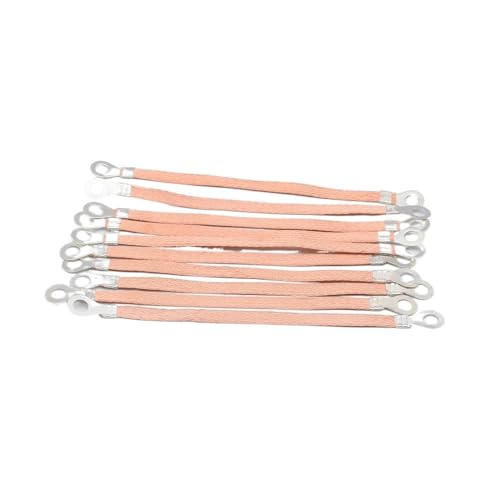 Outdoor Extension 10Pcs Soft Bridge Connection Span Cable 6 Square Copper Wire Electric Box Connection Ground Wire Hole Size 8mm Solar sheathed(Color:200MM)