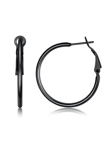 FOCALOOK 14K Gold Plated Lightweight Large Hoops| 2mm Thin Hoop Earrings for Women 30/40/50/70/100mm