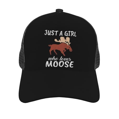 Just Girl Who Loves Moose Unisex Mesh Baseball Caps - Classic Adjustable Hat3