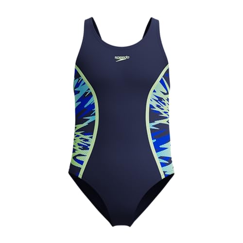 Speedo Hyperboom Splice Muscleback One Piece Schwimmanzug für Mädchen, Navy Blau, 10