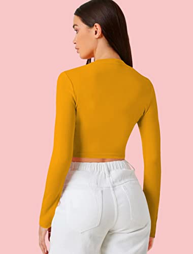 Image of Dream Beauty Fashion Women's Casual Round Neck Long Sleeves Stylish Crop Top - 17 inch Inches (Tee-Tally 02)
