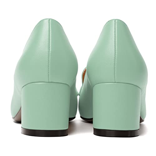 Image of MODENCOCO Womens Square Toe Slip On Comfortable Casual Matte Work Chunky Low Heel Loafers Shoes 2 Inch