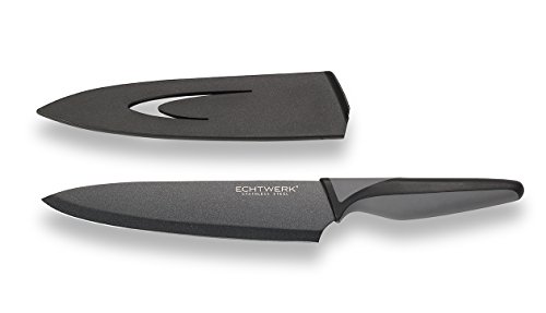 ECHTWERK Edelstahl Kochmesser EW-SS-0110 schwarzes Küchenmesser, Allzweckmesser, Fleischmesser, hohe Schneidfestigkeit, Klingenschutz, ergonomischer...