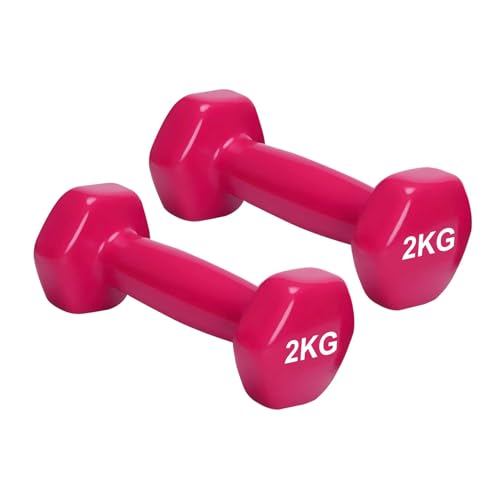 Image of amazon basics Vinyl Dumbbell Pair, 2 x 2Kg, Pink