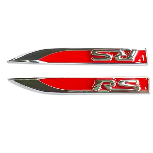 Image of 3D Raised RS Side Fender Emblem Metal Right & Left with Adhesive Backing Fits for Camaro Series Automotive Decoration(Red)