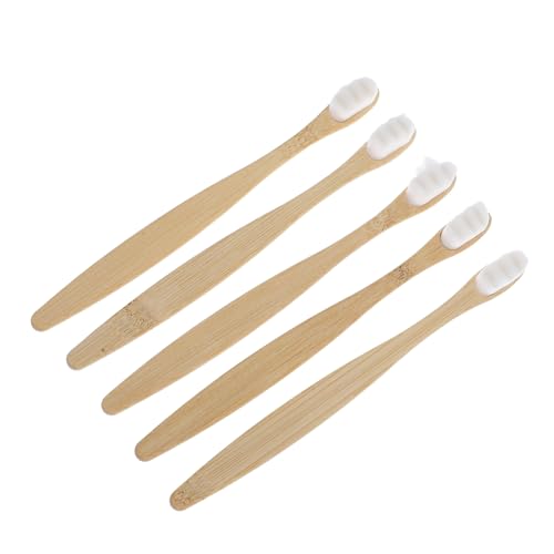 FOMIYES 5pcs Portable Soft Toothbrush for Adults Round Head Toothbrushes Ergonomic Handle for Sensitive Gums Travel Friendly