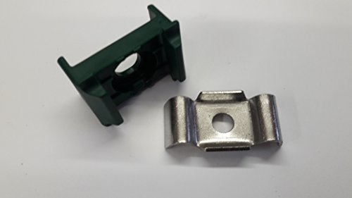 Preisvergleich Produktbild 20x Befestigungset Klemmlasche + Auflagebock Halter Doppelstab Mattenzaun Grün Normal