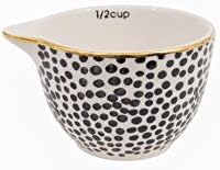 Creative Co-Op Black & White Stoneware Measuring Cups with Gold Electroplating (Set of 4 Sizes) - Thumbnail 2