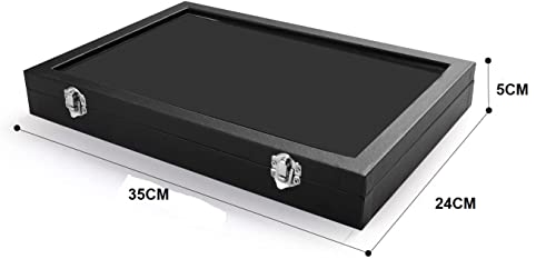 Image of KRISHYAM Rings /Earrings Organizer | 10 Slots Velvet Drawer Jewelry Storage Box with Transparent Glass Lid | Jewelry Display Case Store Showcase Box Gifts for Girls Women