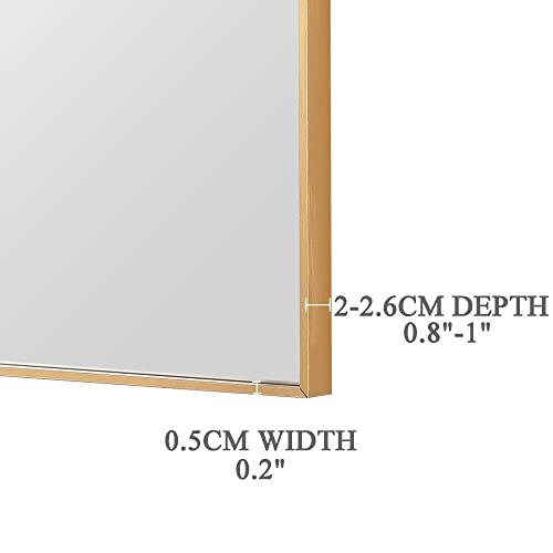 Bonverre 30 X 36 Inch Rectangle Wall Mirror, Aluminum Frame Rectangular Mirror For Bathroom, Vanity, Bedroom, Living Room, Entryway, Wall Mounted Horizontal Or Vertical, Gold #TOP4