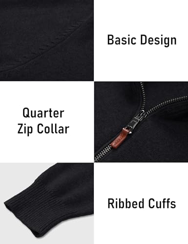 Image of MAGCOMSEN Men's Quarter Zip Pullover Lightweight Mock Neck Polo Sweater Long Sleeve Warm Fall Winter Pullover Sweaters