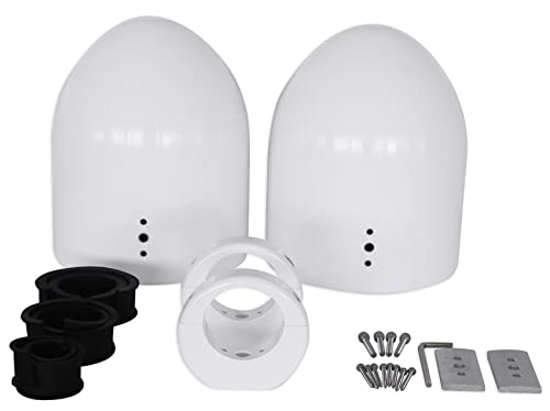 Image of (2) Kicker KM8 8 inch LED 360 Swivel White Aluminum Wakeboard Tower Speakers