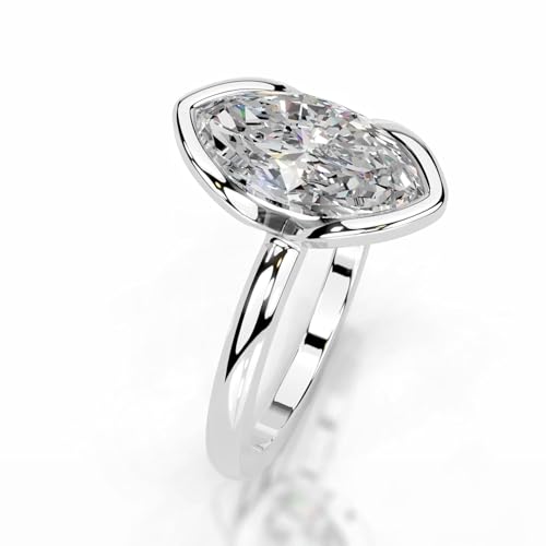 1-5 CT Marquise Moissanite Engagement Ring Colorless VVS1 10K 14K 18K Solid Gold, 925 Sterling Silver Half Bezel Set Engagement Ring Christmas Gift For Women3