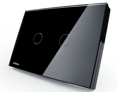 NIMTEK US/AU Standard, VL-C302-82, 2 Gang 1 Way, Black Glass Panel, AC 110~250V, LED indicator, 2-gang Touch Control Light Switch