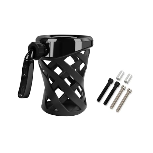 PIKPOP Universal Motorcycle Cup Holder for Harley Davidson Touring Road King Dyna Road Glide Limited Fat Boy Street Glide Sportster XL883 1200 Electra Glide Honda Goldwing GL1800 (5.3-inch)