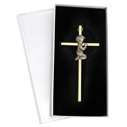 Bekith Baby Wall Cross Baptism Gifts for Boys, 6 Inch Golden Blessing Catholic Boy Baptism...