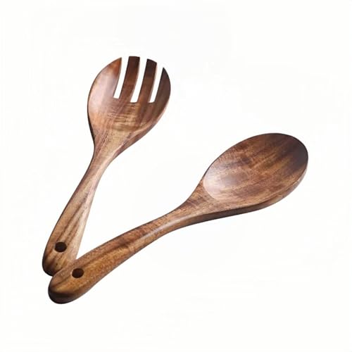 木製調理器具キッチン用品セットホルダー&スプーンレストチーク材のスプーン木製スパチュラ料理用ノンスティック自然で健康的なキッチン調理器具丈夫な10点セット(茶色の箱入り,8点セット) (2点セット,茶色的箱入)