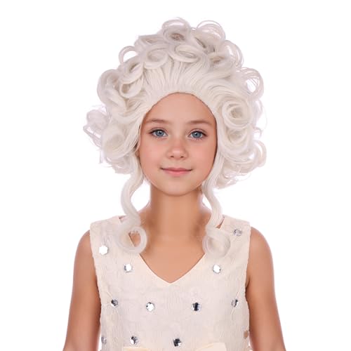 PATTNIUM Kids Platinum Blonde Wig Girls Short Wavy Curly Blonde Beehive Wigs Children Cosplay Halloween Costume Wigs