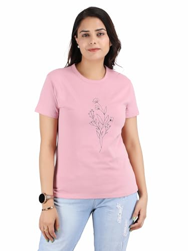 Image of Women's Slim Fit Graphic Printed T-Shirt | Soft 100% Cotton Fabric | Round Neck Half Sleeve Casual Top, Travel & College Pack of 2 Set
