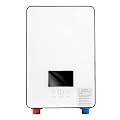 MRFIOJYDR Tankless Electric Hot Water Heater, 4500W 110V Instant Water Heater On Demand 86-131°F Shower Heaters w/LED Screen Display, Overheating Protection for Bathroom Bathtub RV Whole House (White)