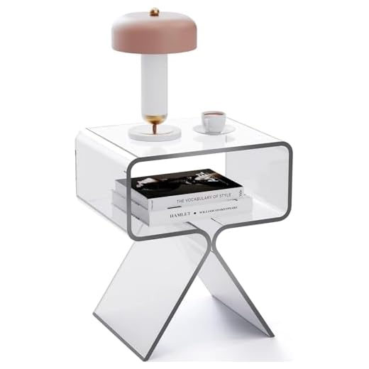 Acrylic Nightstand Side Table Modern Design Clear Home Decor Display End Table for Living Room