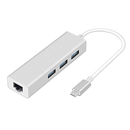 USB 3.0 Hub,Aluminium 3 Ports USB HUB mit RJ45 Gigabit Ethernet LAN Netzwerkadapter, USB C Adapter USB Verteiler für Mac Chromebook Windows