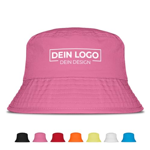 Prozente Momente Fischerhut mit Wunschlogo oder Text für JGA, Mallorca & Party – Anglerhut für Männer & Frauen – Festival Sommerhut mit Wunschmotiv, personalisiert mit Bild und Text | Rosa