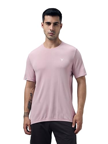 Image of TECHNOSPORT Men's Slim Fit Polyester Activewear Sports T-Shirt with Moisture-Wicking Comfort for Workout, Running & Gym
