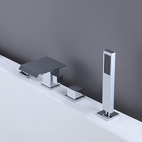Mitigeur Bain-Douche 4 Trous sur Plan avec Ensemble Douche en Chrome Équipé - 3