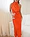 BTFBM Cocktail Dresses for Women Satin Silk Sleeveless Mock Neck High Waist Maxi Wedding Guest Dress Spring Clothes 2026(Orange, Large)