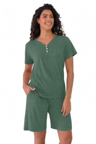 Image of Joyaria Cooling Bamboo Viscose Pajamas Bermuda Shorts Set for Women