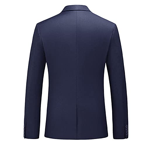Costumes 2 pièces pour Hommes Automne Slim Fit Un Bouton d'affaires Blazer Veste Plus La Taille Costume De Fête De Mariage Costume Formel (Bleu Marine,6XL) - Image 4