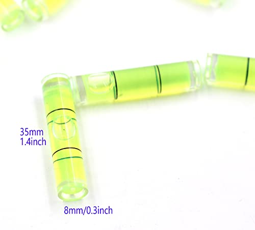 Chiloskit 10 Pcs Cylindrical Plastic Bubble Spirit Level Vials for RV TV Picture Frame Hanging Tool Leveler, 8x35mm