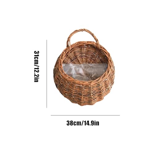 Cesta de pared en ratán natural hecha a mano: maceta colgante de mimbre para plantas 5